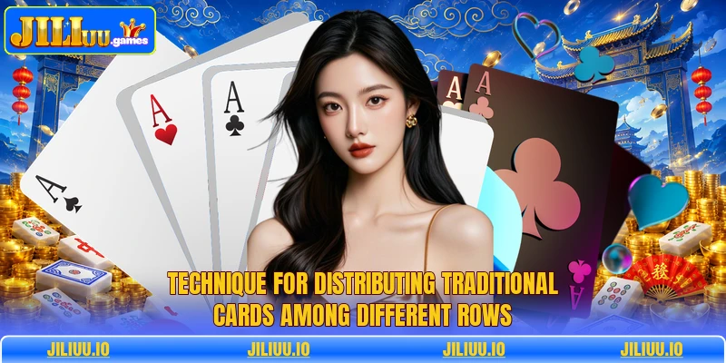 Technique for distributing traditional cards among different rows